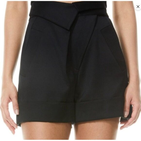 Alice + Olivia Women's Chad Asymmetrical Cuffed Shorts Black Sz 10 - Picture 12 of 12